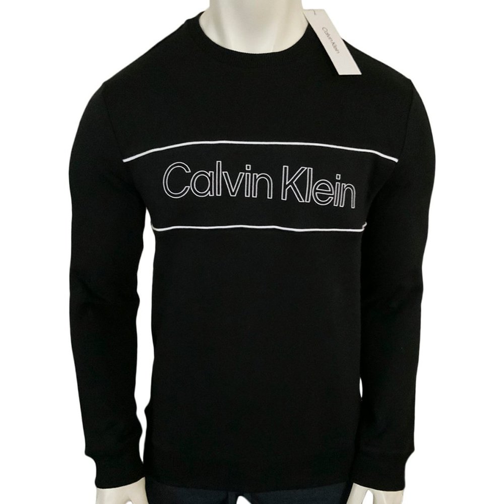 NWT CALVIN KLEIN AUTHENTIC MEN'S BLACK CREW NECK LONG SLEEVE SWEATSHIRT SIZE L